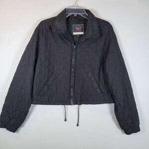 Paul & Shark Yachting Womens Cropped Zip Quilted Jacket Size Medium Black Boat